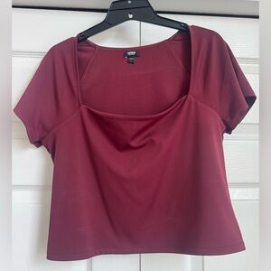 Express body contour square neck wine crop top- L